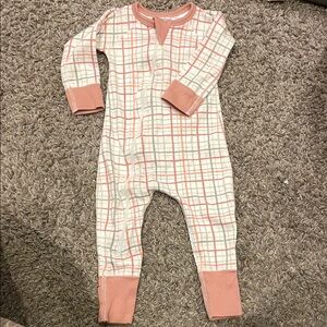 Cozy Pink and White Plaid Kids Footie